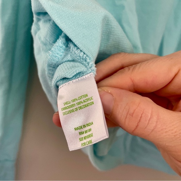 Lilly Pulitzer Aldean Lightweight Sweatshirt Bubbly Aqua Blue Medium - Picture 12 of 12